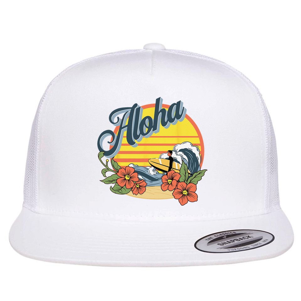Aloha Hawaii Hawaiian island Surf Sport  Flat Bill Trucker Hat