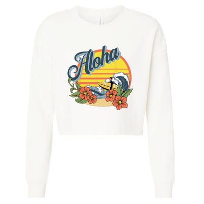 Aloha Hawaii Hawaiian island Surf Sport  Cropped Pullover Crew