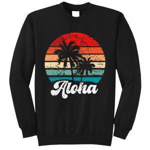 Aloha Hawaii Hawaiian Island Palm Tree Beach Retro 70s 80s Tall Sweatshirt