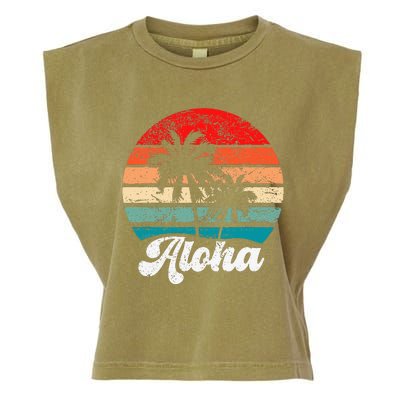 Aloha Hawaii Hawaiian Island Palm Tree Beach Retro 70s 80s Garment-Dyed Women's Muscle Tee