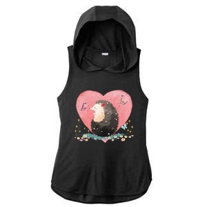 Animal Hedgehog Heart Valentines Day Gift Hedgehog Cool Gift Ladies PosiCharge Tri-Blend Wicking Draft Hoodie Tank