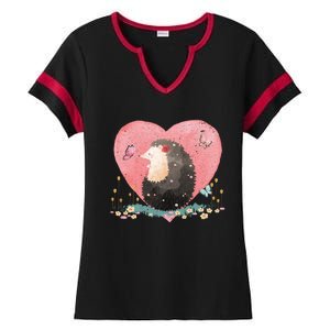 Animal Hedgehog Heart Valentines Day Gift Hedgehog Cool Gift Ladies Halftime Notch Neck Tee