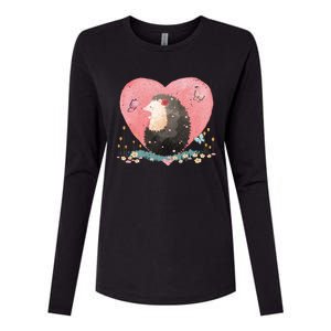 Animal Hedgehog Heart Valentines Day Gift Hedgehog Cool Gift Womens Cotton Relaxed Long Sleeve T-Shirt