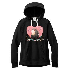 Animal Hedgehog Heart Valentines Day Gift Hedgehog Cool Gift Women's Fleece Hoodie