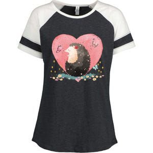 Animal Hedgehog Heart Valentines Day Gift Hedgehog Cool Gift Enza Ladies Jersey Colorblock Tee