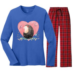 Animal Hedgehog Heart Valentines Day Gift Hedgehog Cool Gift Women's Long Sleeve Flannel Pajama Set 