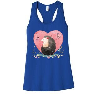 Animal Hedgehog Heart Valentines Day Gift Hedgehog Cool Gift Women's Racerback Tank