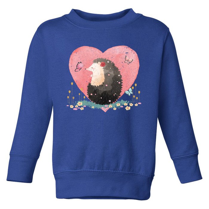 Animal Hedgehog Heart Valentines Day Gift Hedgehog Cool Gift Toddler Sweatshirt