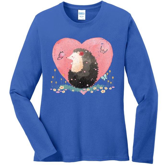 Animal Hedgehog Heart Valentines Day Gift Hedgehog Cool Gift Ladies Long Sleeve Shirt