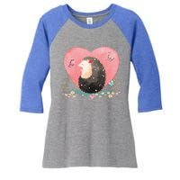 Animal Hedgehog Heart Valentines Day Gift Hedgehog Cool Gift Women's Tri-Blend 3/4-Sleeve Raglan Shirt