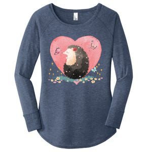 Animal Hedgehog Heart Valentines Day Gift Hedgehog Cool Gift Women's Perfect Tri Tunic Long Sleeve Shirt