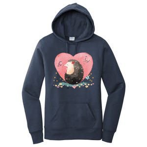 Animal Hedgehog Heart Valentines Day Gift Hedgehog Cool Gift Women's Pullover Hoodie