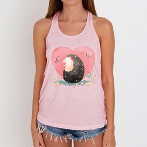 Animal Hedgehog Heart Valentines Day Gift Hedgehog Cool Gift Women's Knotted Racerback Tank