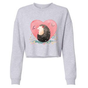 Animal Hedgehog Heart Valentines Day Gift Hedgehog Cool Gift Cropped Pullover Crew