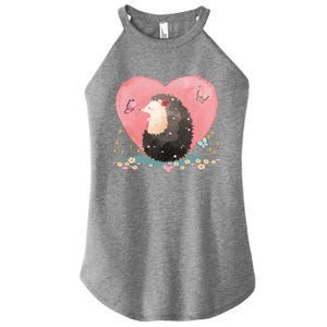 Animal Hedgehog Heart Valentines Day Gift Hedgehog Cool Gift Women's Perfect Tri Rocker Tank