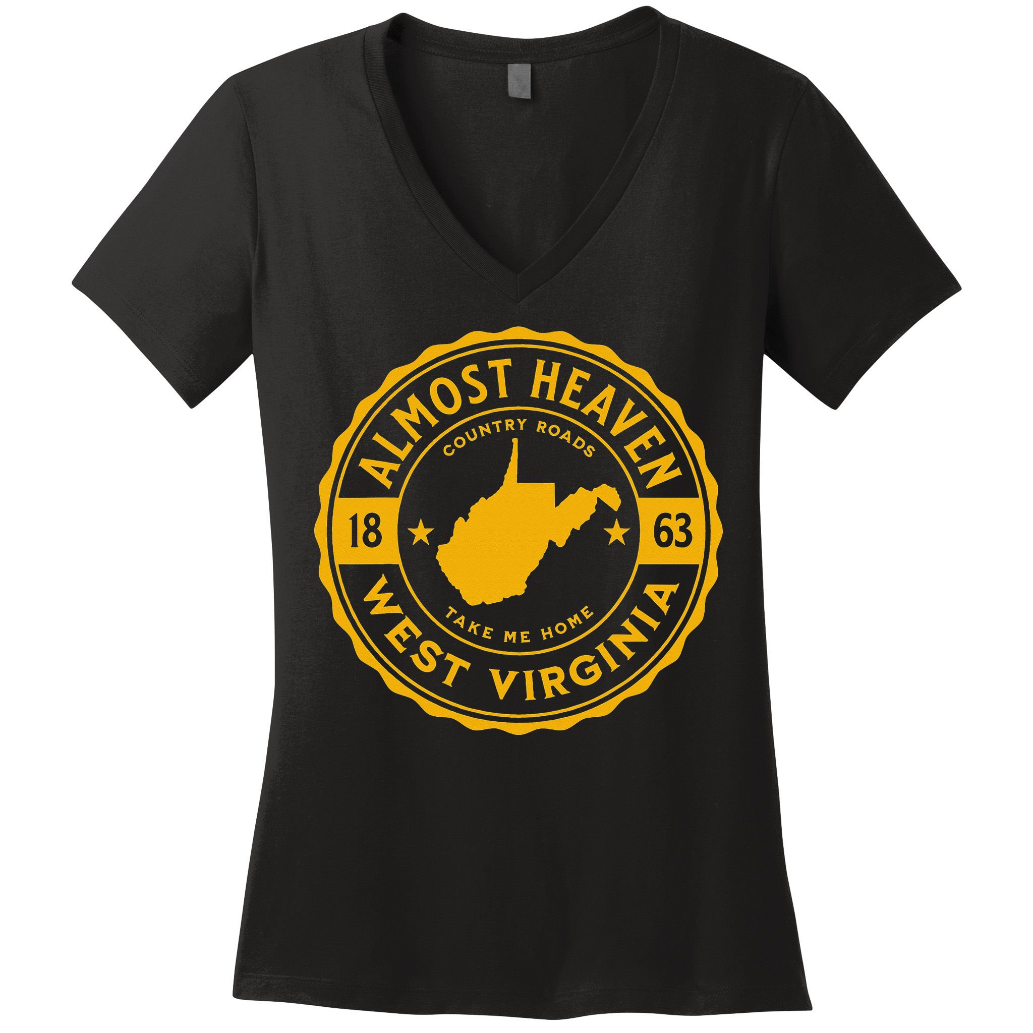 Almost Heaven Home West Virginia Map 304 WV Vintage Women's V-Neck T-Shirt