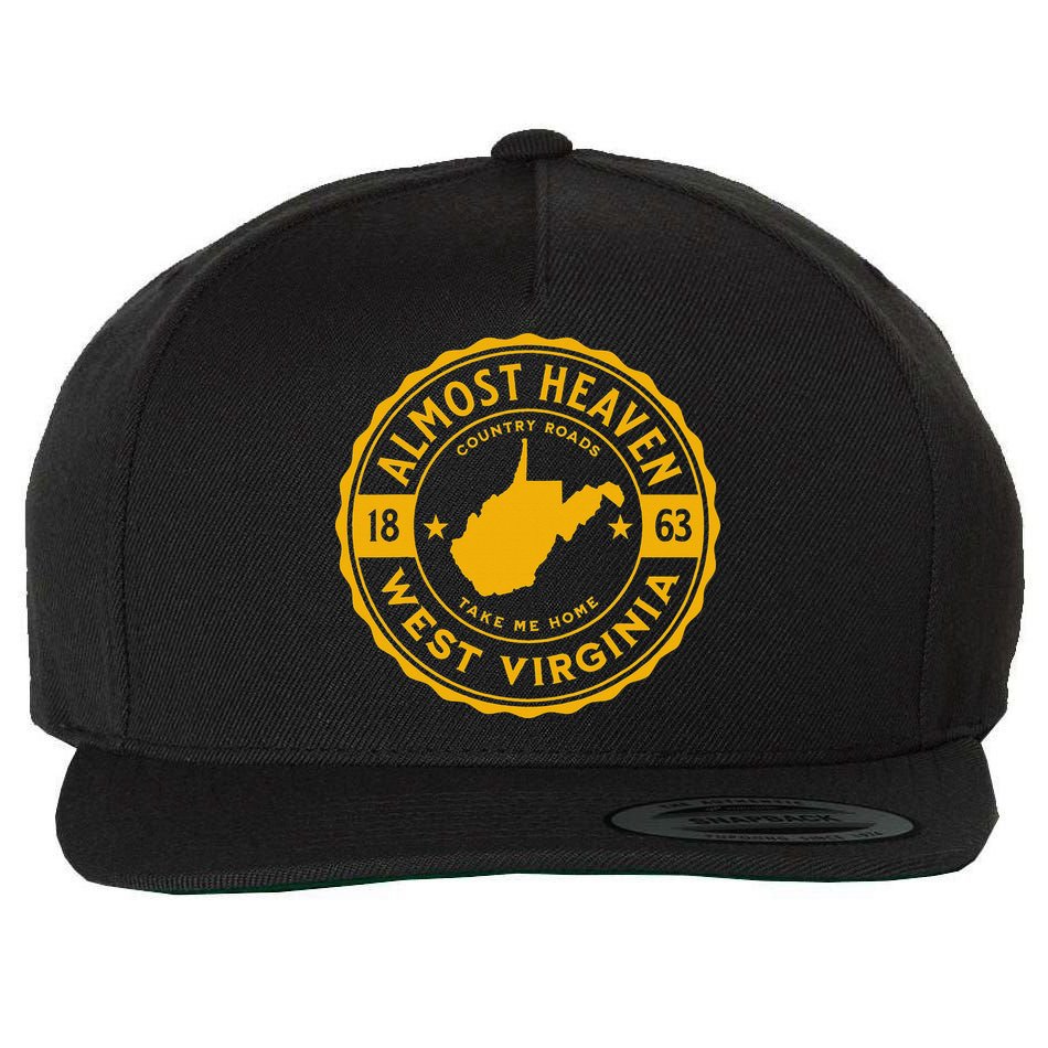 Almost Heaven Home West Virginia Map 304 WV Vintage Wool Snapback Cap