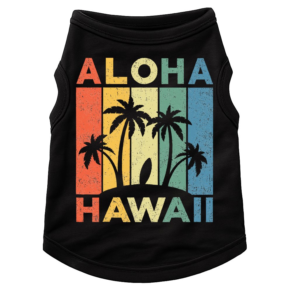 Aloha Hawaii Hawaiian Island Palm Beach Surfboard Surf Doggie Tank