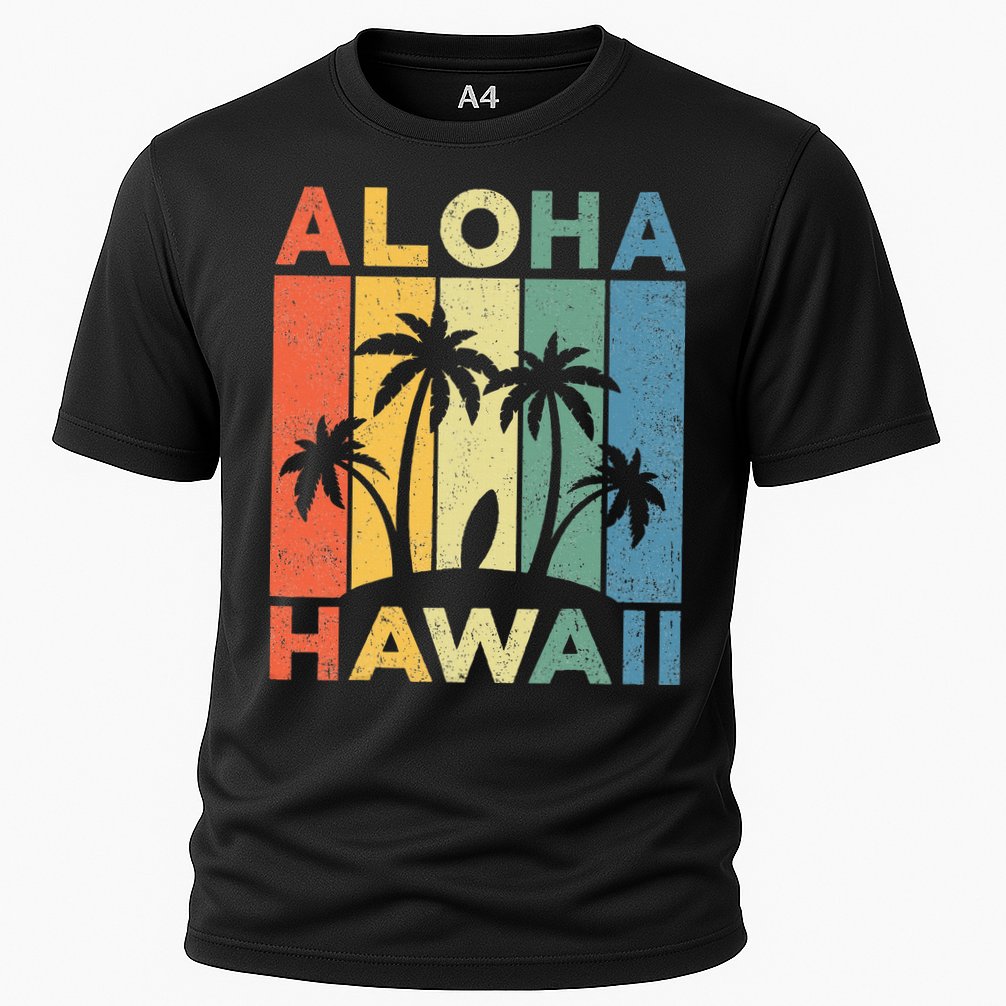Aloha Hawaii Hawaiian Island Palm Beach Surfboard Surf Performance Shirt