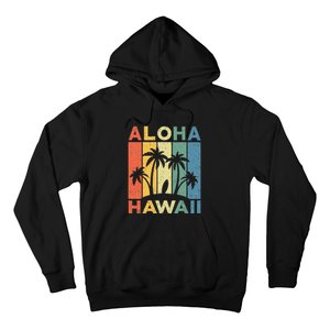 Aloha Hawaii Hawaiian Island Palm Beach Surfboard Surf Hoodie