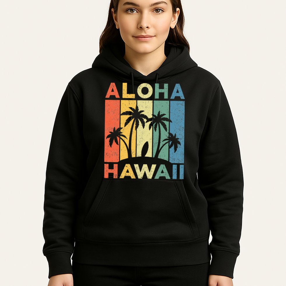 Aloha Hawaii Hawaiian Island Palm Beach Surfboard Surf Hoodie