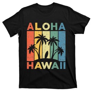 Aloha Hawaii Hawaiian Island Palm Beach Surfboard Surf T-Shirt