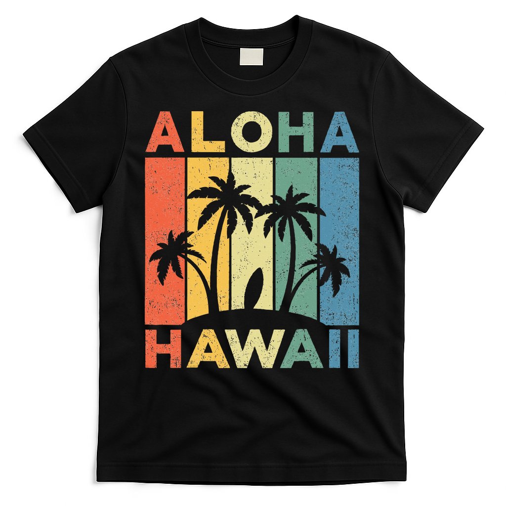 Aloha Hawaii Hawaiian Island Palm Beach Surfboard Surf T-Shirt