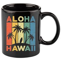 Aloha Hawaii Hawaiian Island Palm Beach Surfboard Surf 11oz C Handle Ceramic Mug