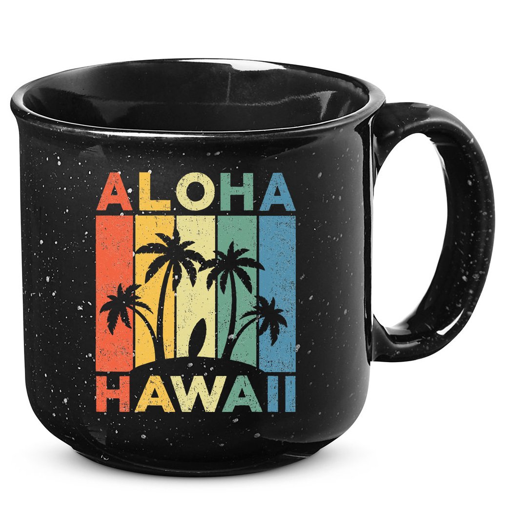 Aloha Hawaii Hawaiian Island Palm Beach Surfboard Surf 15oz Campfire Ceramic Mug
