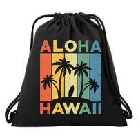 Aloha Hawaii Hawaiian Island Palm Beach Surfboard Surf Drawstring Bag