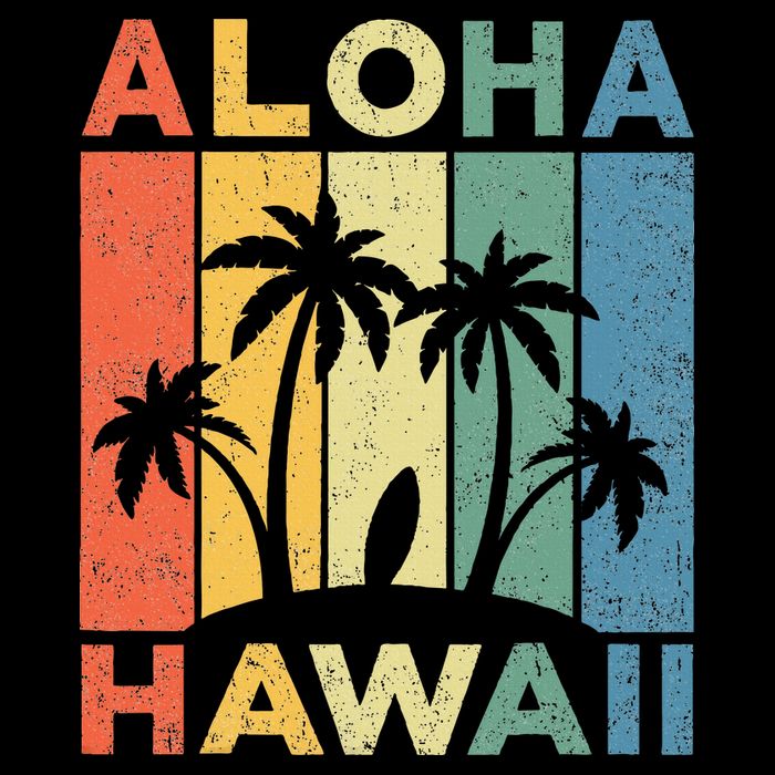 Aloha Hawaii Hawaiian Island Palm Beach Surfboard Surf Drawstring Bag