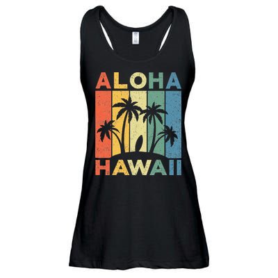 Aloha Hawaii Hawaiian Island Palm Beach Surfboard Surf Ladies Essential Flowy Tank