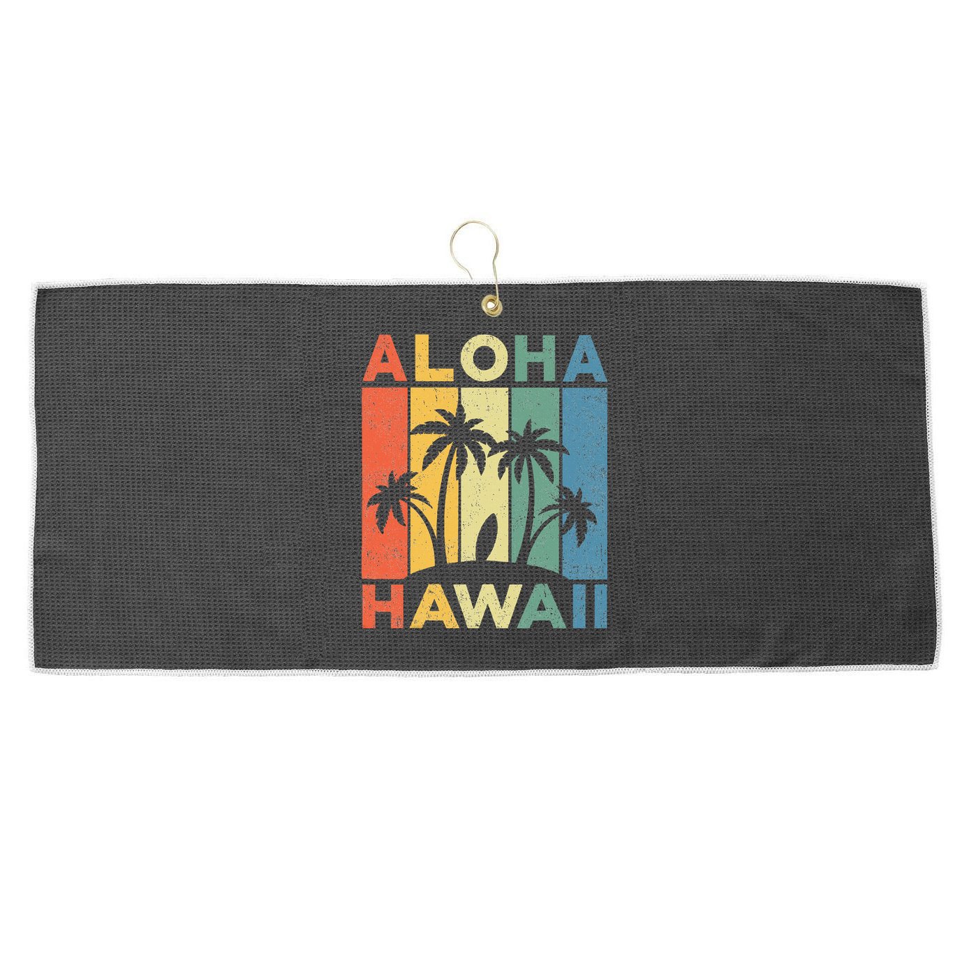 Aloha Hawaii Hawaiian Island Palm Beach Surfboard Surf Large Microfiber Waffle Golf Towel