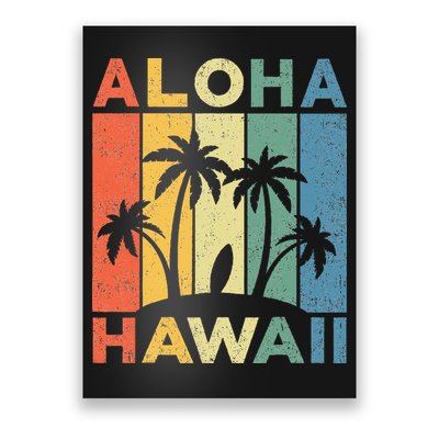 Aloha Hawaii Hawaiian Island Palm Beach Surfboard Surf Poster