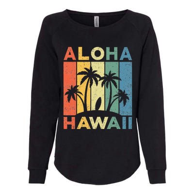 Aloha Hawaii Hawaiian Island Palm Beach Surfboard Surf Womens California Wash Sweatshirt