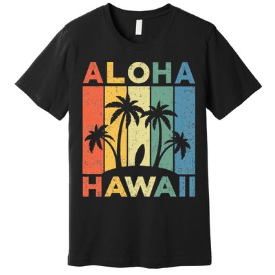 Aloha Hawaii Hawaiian Island Palm Beach Surfboard Surf Premium T-Shirt