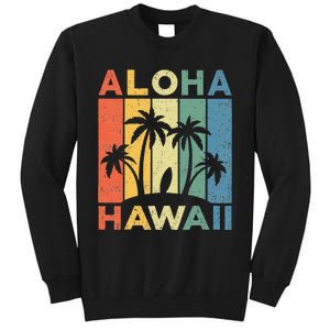 Aloha Hawaii Hawaiian Island Palm Beach Surfboard Surf Tall Sweatshirt