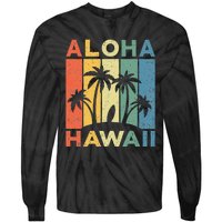 Aloha Hawaii Hawaiian Island Palm Beach Surfboard Surf Tie-Dye Long Sleeve Shirt