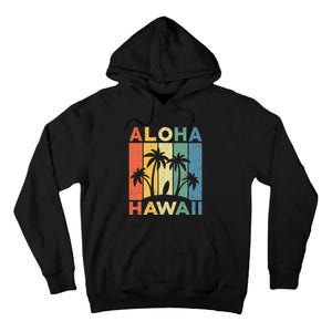 Aloha Hawaii Hawaiian Island Palm Beach Surfboard Surf Tall Hoodie