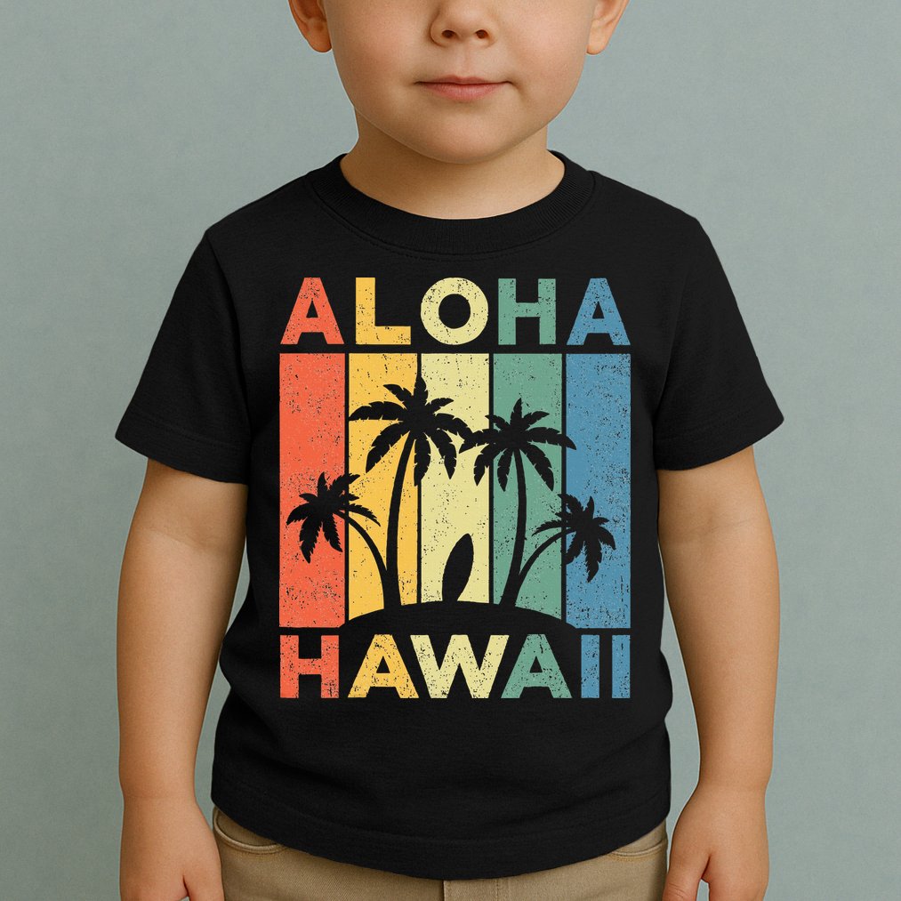 Aloha Hawaii Hawaiian Island Palm Beach Surfboard Surf Toddler T-Shirt