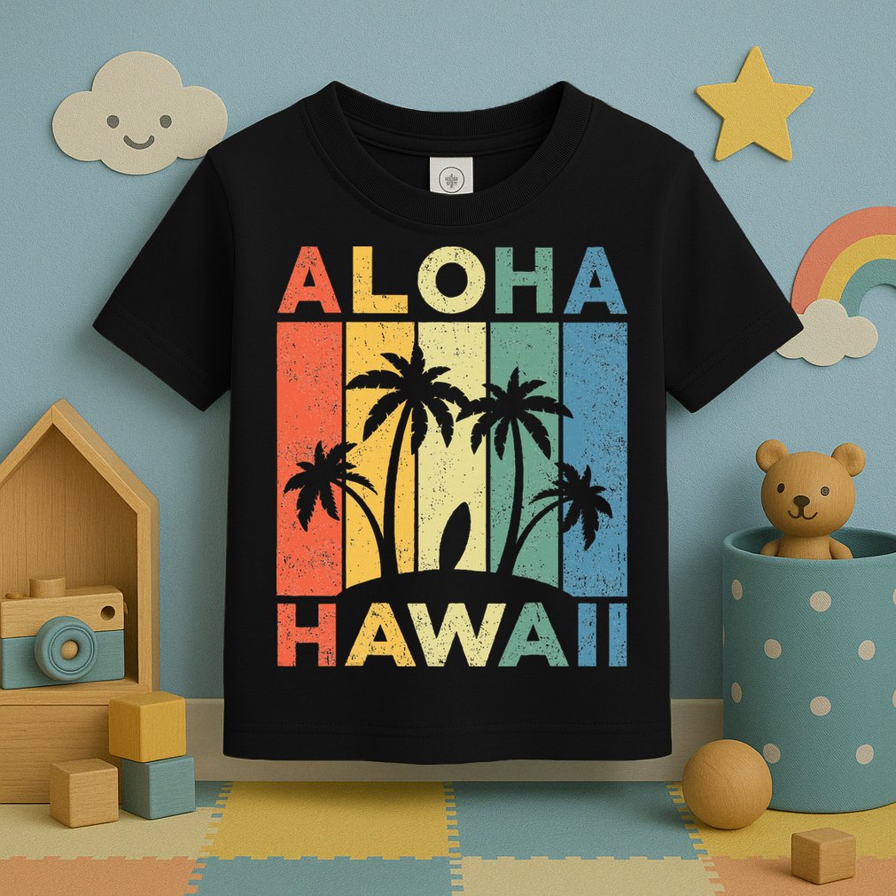 Aloha Hawaii Hawaiian Island Palm Beach Surfboard Surf Toddler T-Shirt