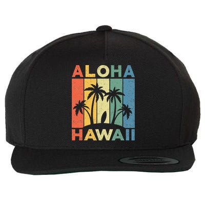 Aloha Hawaii Hawaiian Island Palm Beach Surfboard Surf Wool Snapback Cap