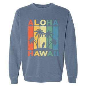 Aloha Hawaii Hawaiian Island Palm Beach Surfboard Surf Garment-Dyed Sweatshirt