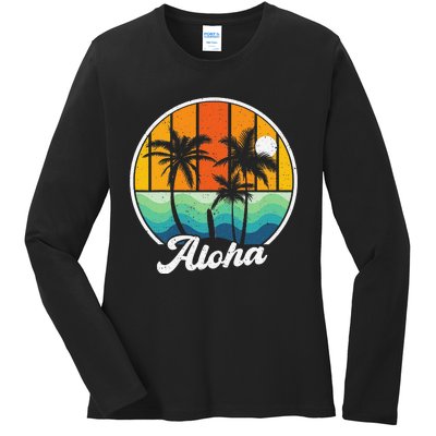 Aloha Hawaii Hawaiian Island  Surf Ladies Long Sleeve Shirt