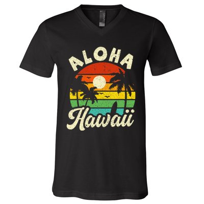 Aloha Hawaii Hawaiian Island Beach Vacation Summer V-Neck T-Shirt