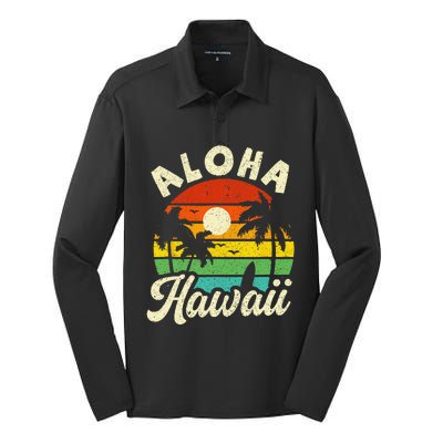 Aloha Hawaii Hawaiian Island Beach Vacation Summer Silk Touch Performance Long Sleeve Polo