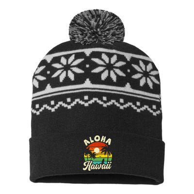 Aloha Hawaii Hawaiian Island Beach Vacation Summer USA-Made Snowflake Beanie