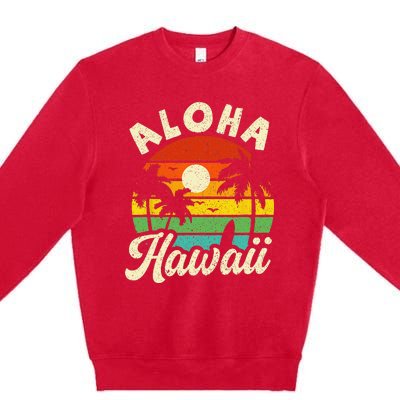 Aloha Hawaii Hawaiian Island Beach Vacation Summer Premium Crewneck Sweatshirt