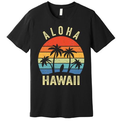 Aloha Hawaii Hawaiian Island Palm Beach Surfboard Surf Premium T-Shirt