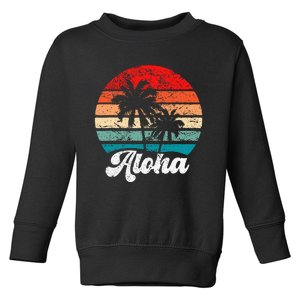 Aloha Hawaii Hawaiian Island Palm Tree Beach Retro 70s 80s Toddler Sweatshirt